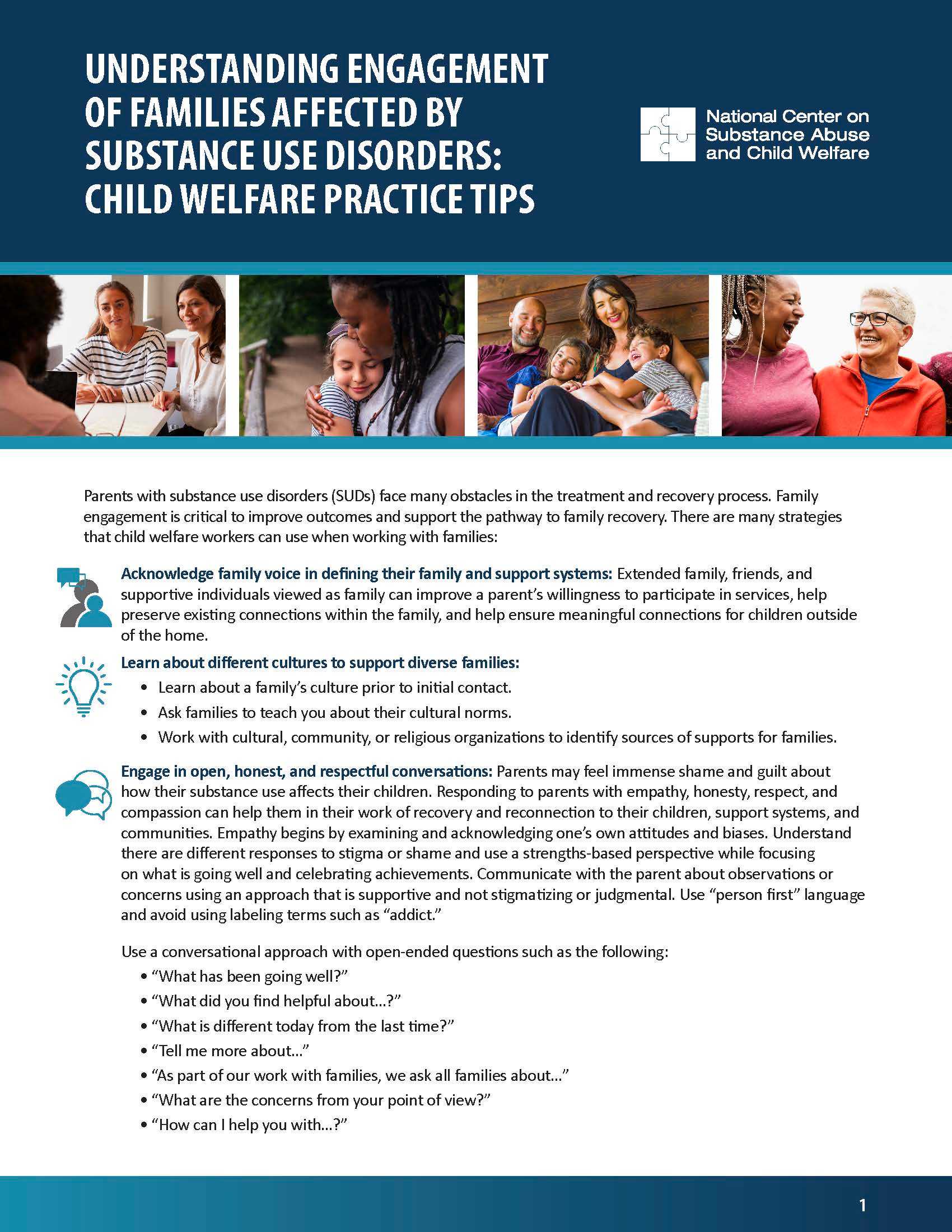 Understanding Engagement of Families Affected by Substance Use Disorders – Child Welfare Practice Tips