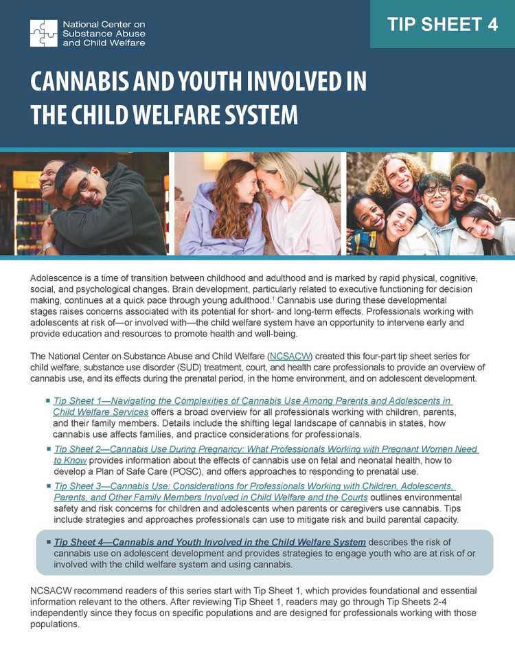 Tip Sheet 4: Cannabis and Youth Involved in the Child Welfare System ...